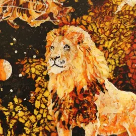 Panel of amber "Leo Zodiac"